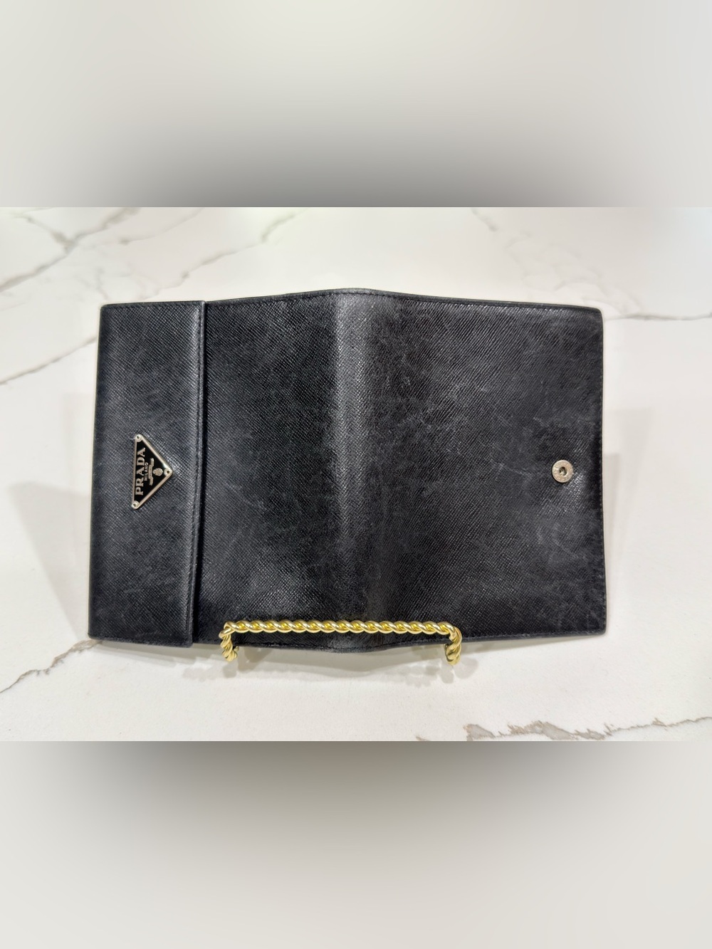 Prada Saffiano Leather Compact Trifold Wallet - Picture 6 of 6